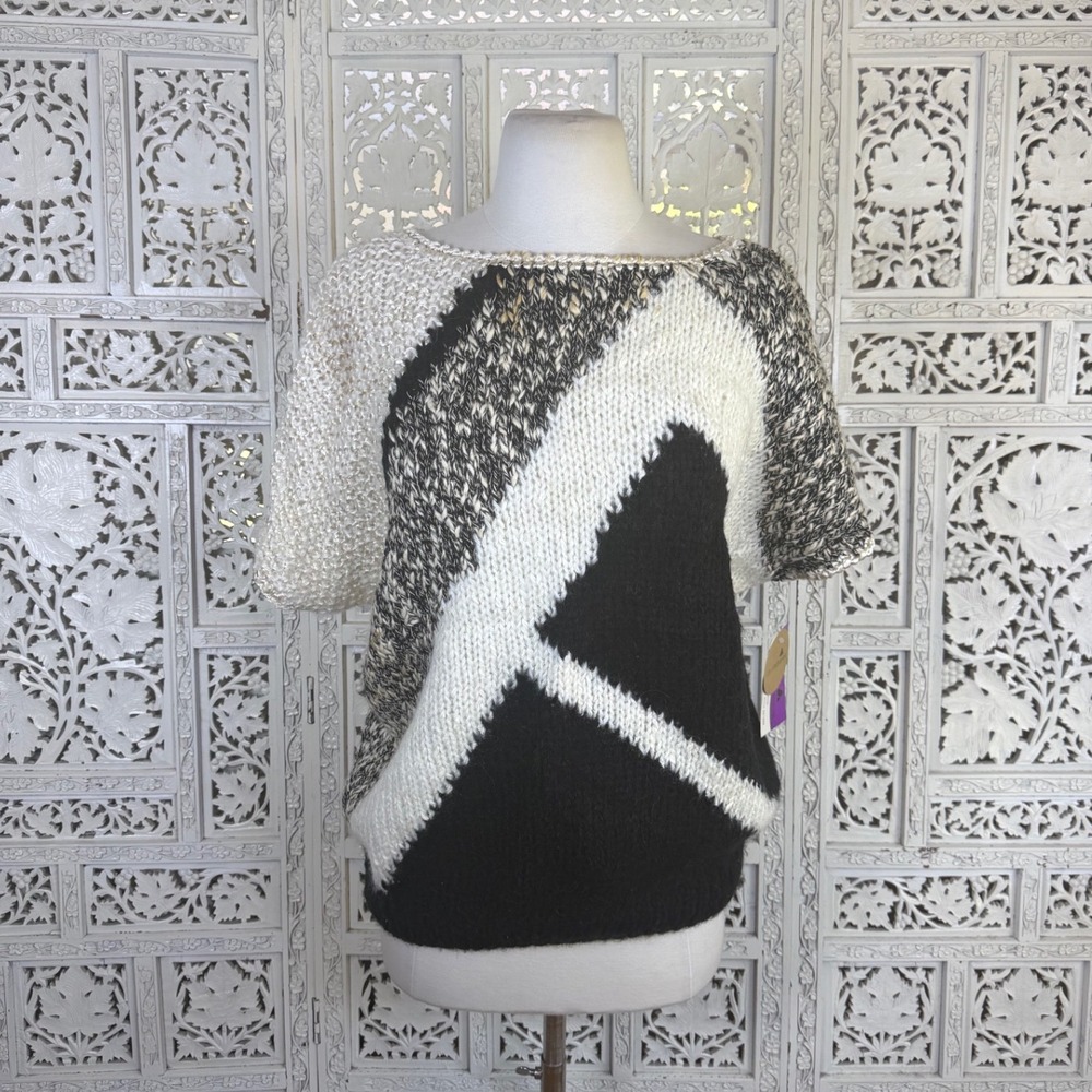NWT Vtg Liz Claiborne Colorblock Boatneck Sweater Womens Large Boho Retro - Picture 1 of 8